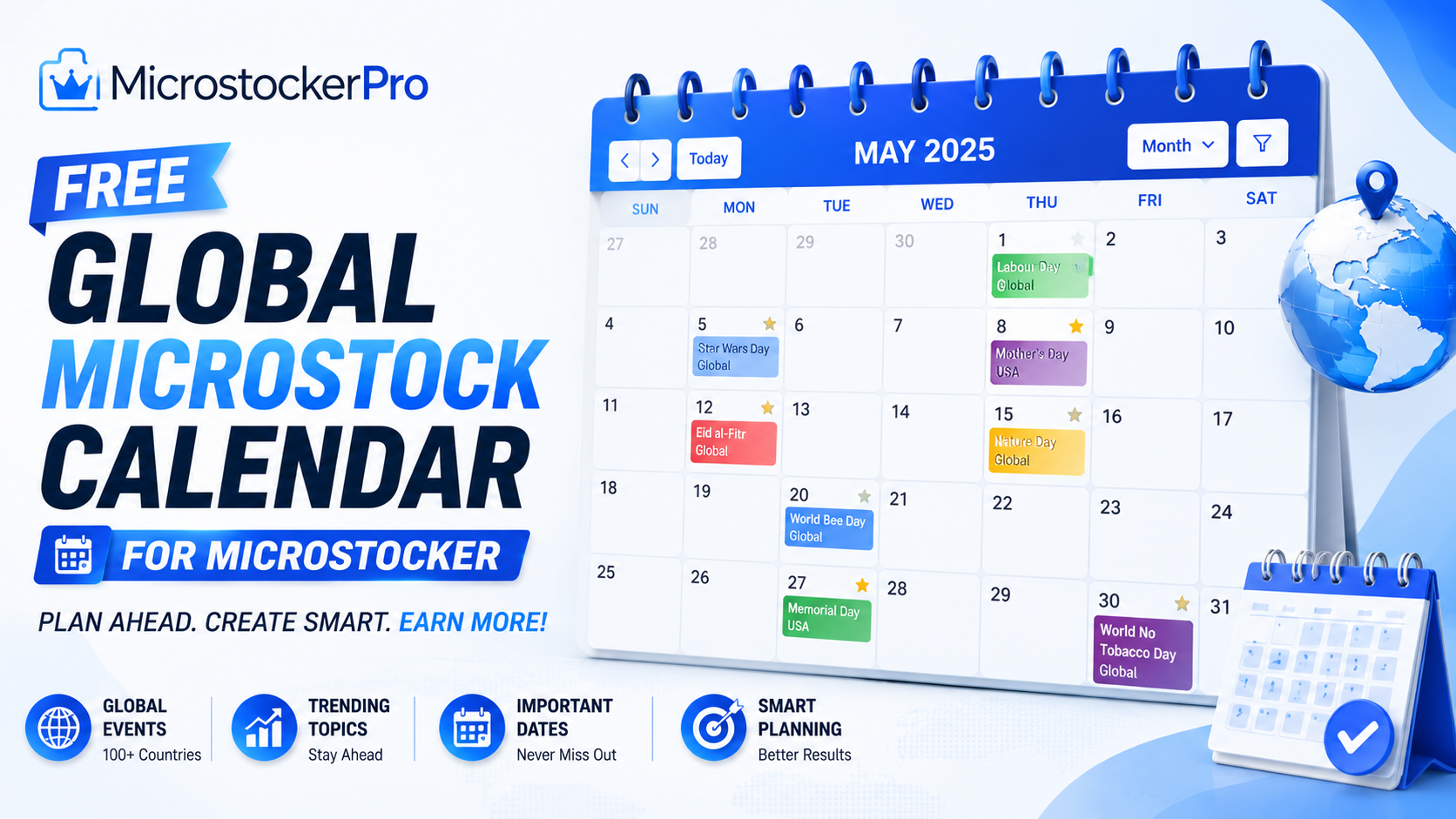 Free Global Commercial Events Calendar or microstock calendar for Microstock Planning